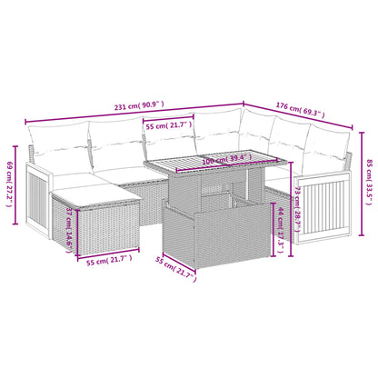 8-tlg. Garten-Sofagarnitur mit Kissen Schwarz Poly Rattan - Pazzar.ch