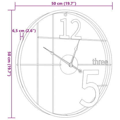 Wanduhr Schwarz Ø50 cm Eisen - Pazzar.ch