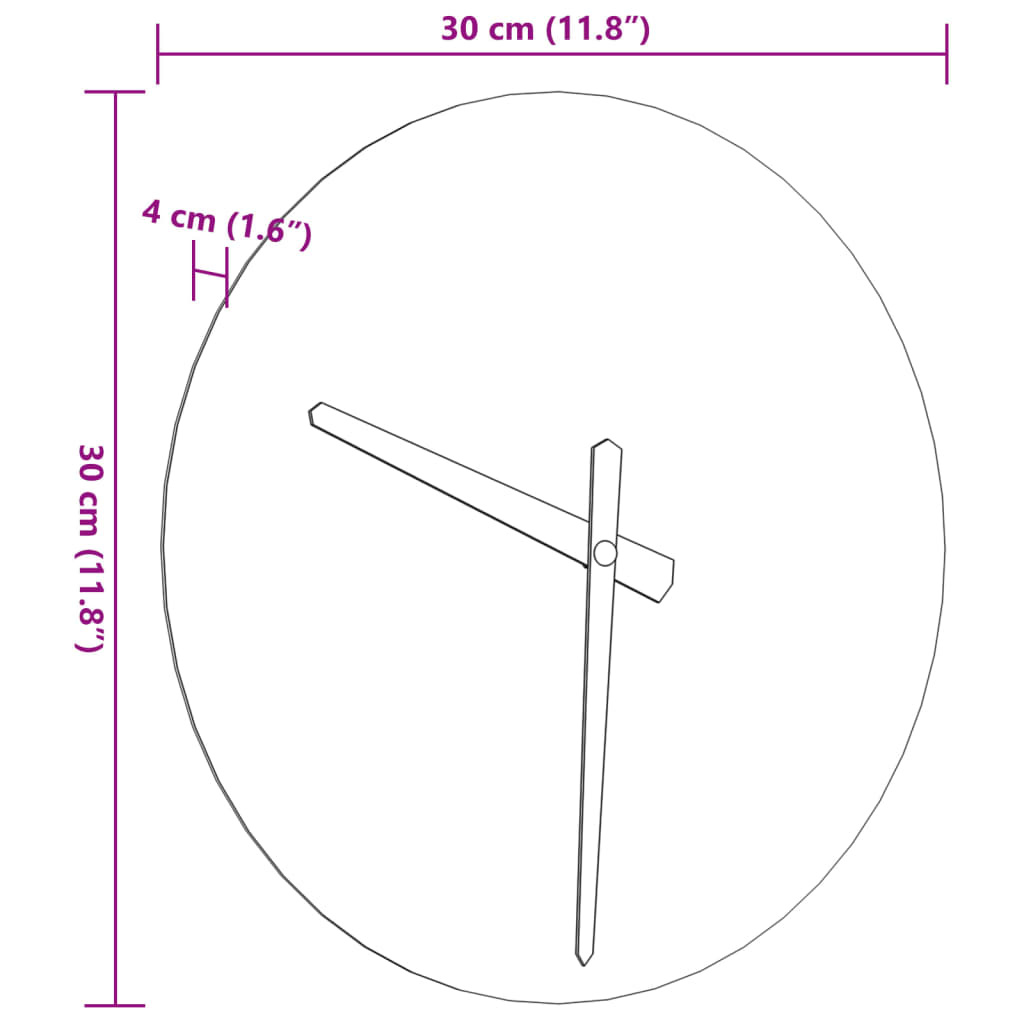 Wanduhr mit Leuchtendem Skala und Zeiger Gelb Ø30 cm - Pazzar.ch