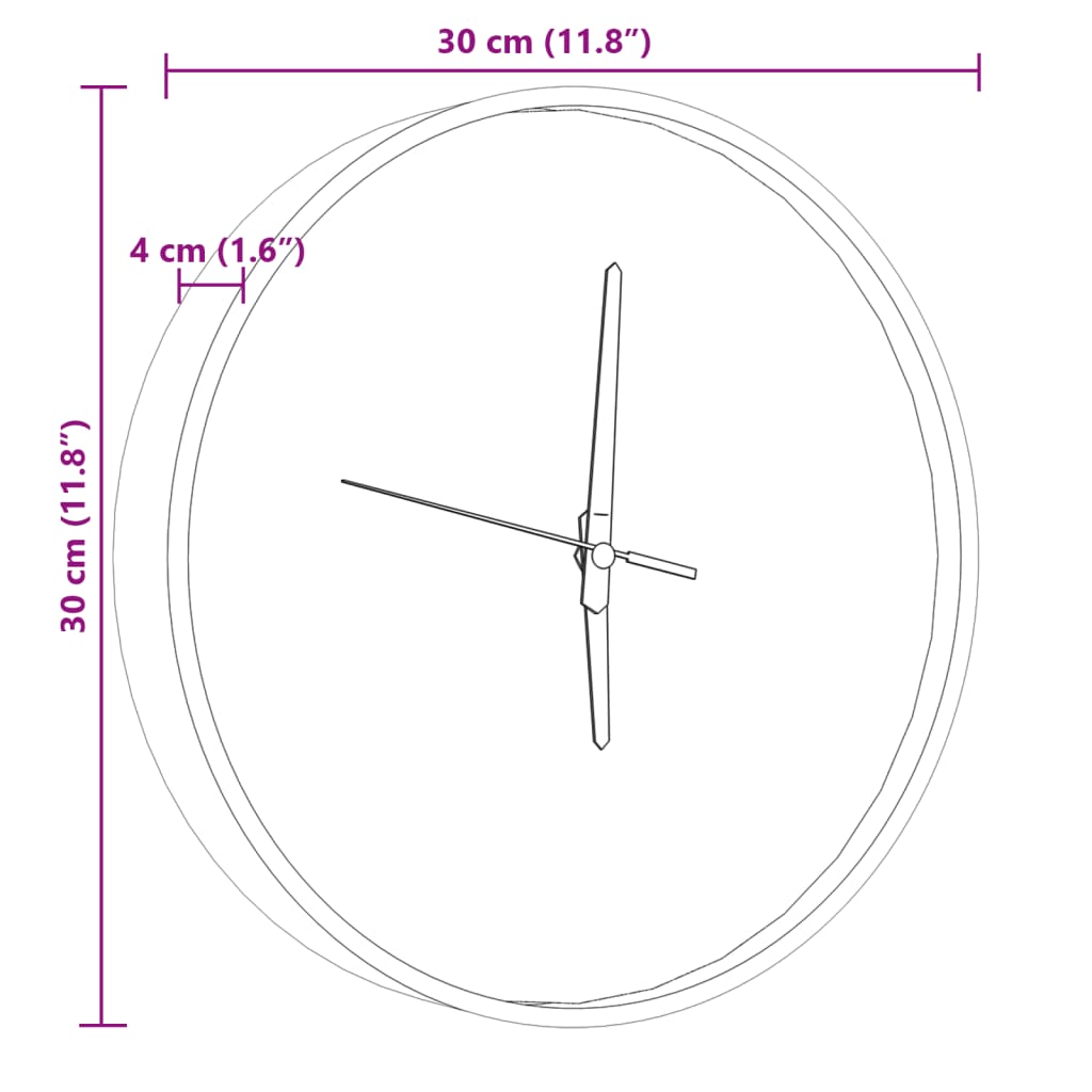 Wanduhr mit Leuchtender Skala und Zeiger Blau Ø30 cm - Pazzar.ch