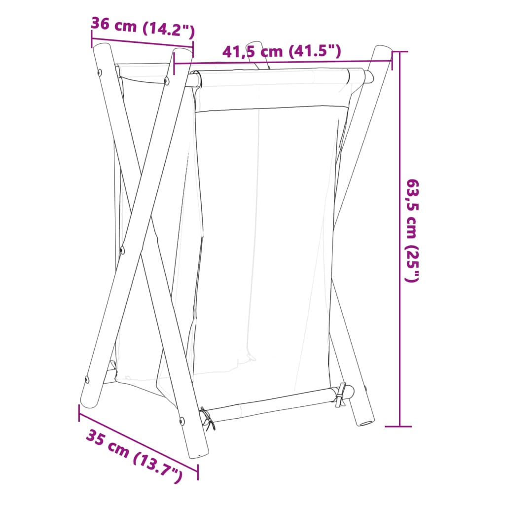 Wäschekorb Cremeweiß 41,5x36x63,5 cm Bambus - Pazzar.ch