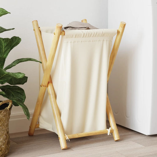 Wäschekorb Cremeweiß 41,5x36x63,5 cm Bambus - Pazzar.ch