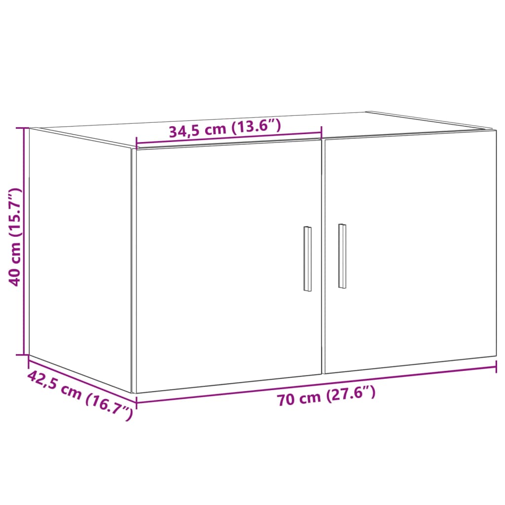 Wandschrank Schwarz 70x42,5x40 cm Holzwerkstoff - Pazzar.ch