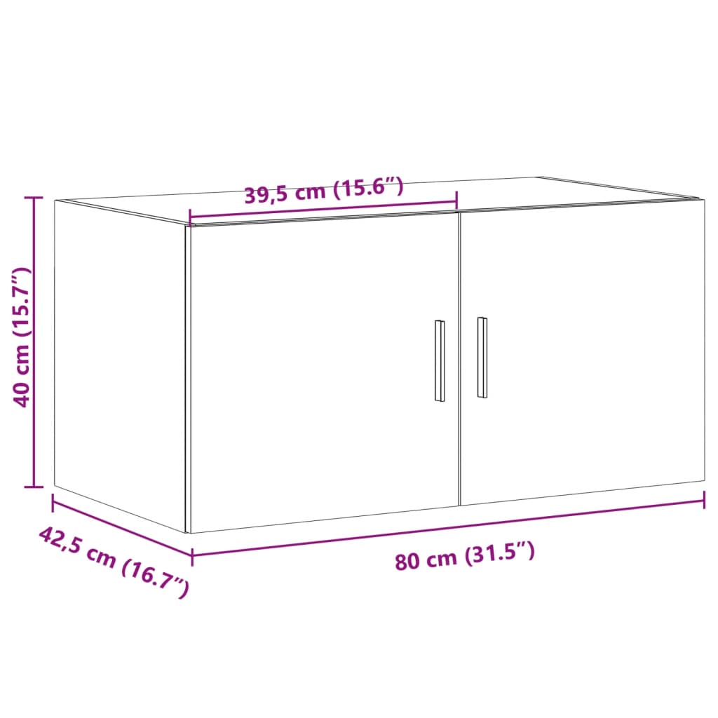 Wandschrank Schwarz 80x42,5x40 cm Holzwerkstoff - Pazzar.ch