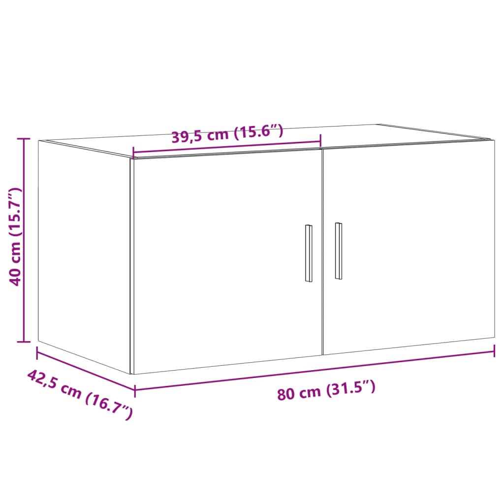 Wandschrank Sonoma-Eiche 80x42,5x40 cm Holzwerkstoff - Pazzar.ch