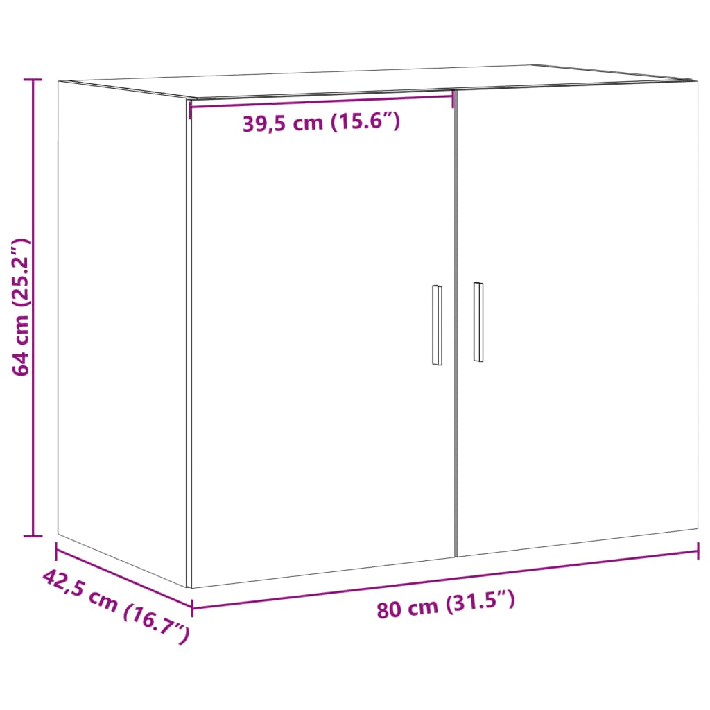 Wandschrank Schwarz 80x42,5x64 cm Holzwerkstoff - Pazzar.ch