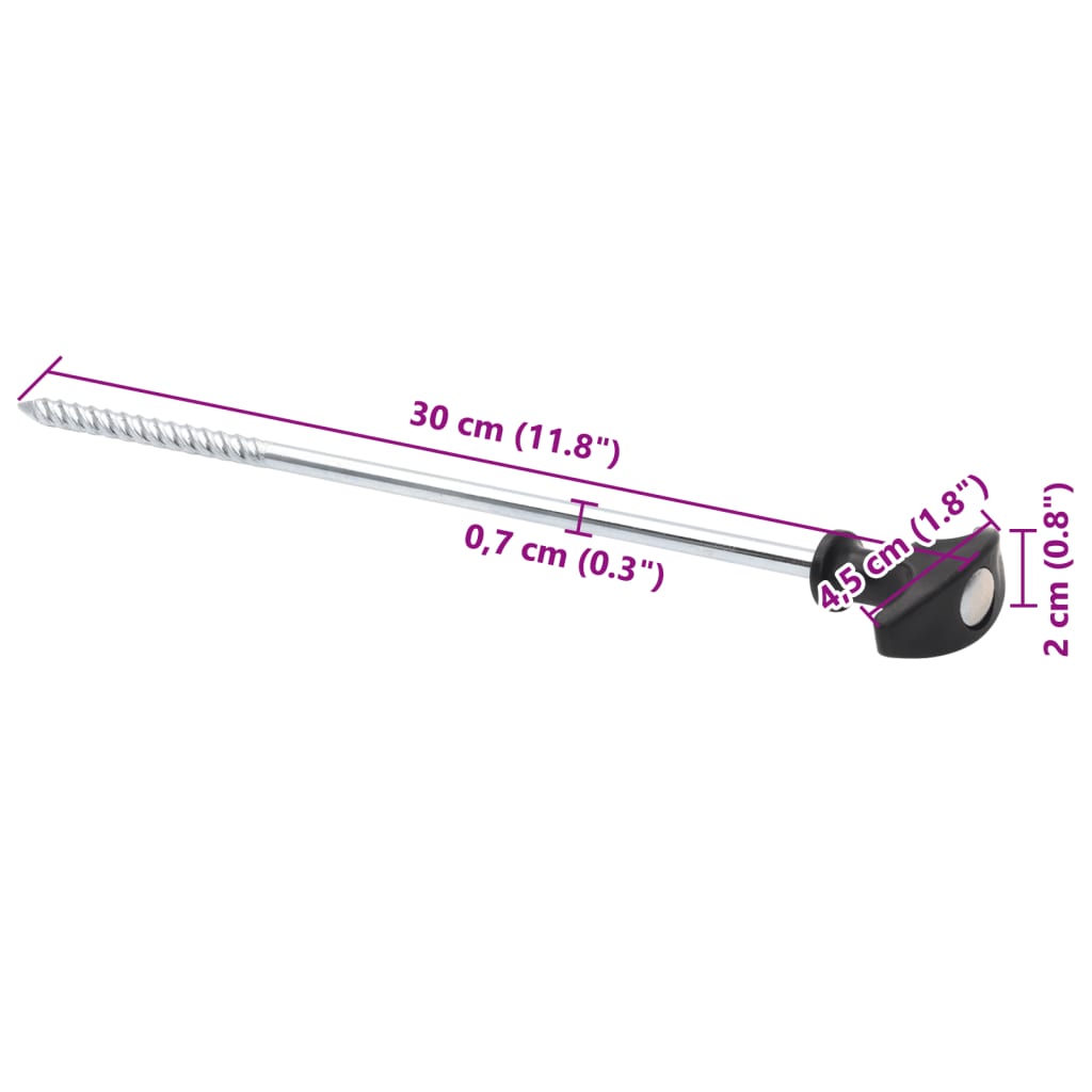 Zeltheringe 24 Stk. 30 cm Ø7 mm Verzinkter Stahl - Pazzar.ch