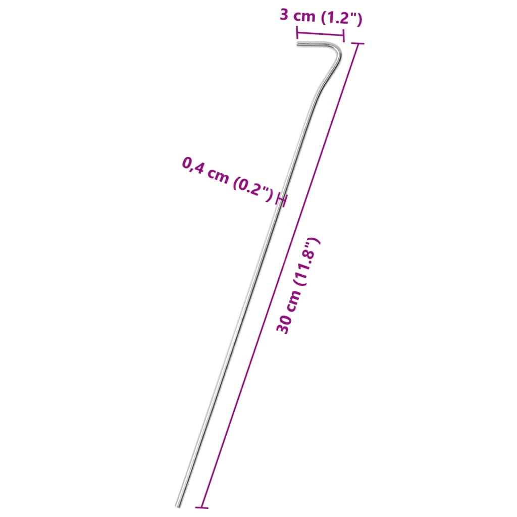 Zeltheringe 25 Stk. 30 cm Ø4 mm Verzinkter Stahl - Pazzar.ch