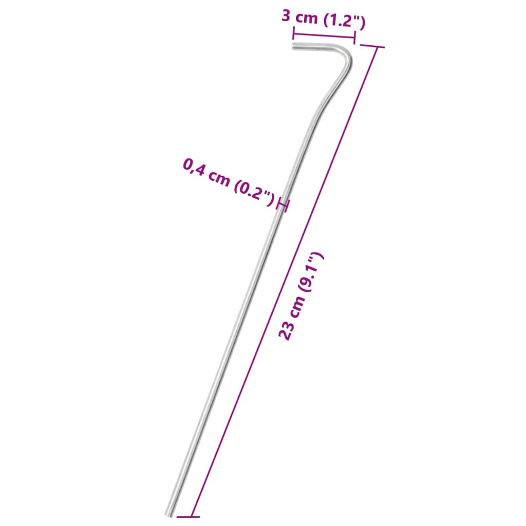 Zeltheringe 50 Stk. 23 cm Ø4 mm Verzinkter Stahl - Pazzar.ch