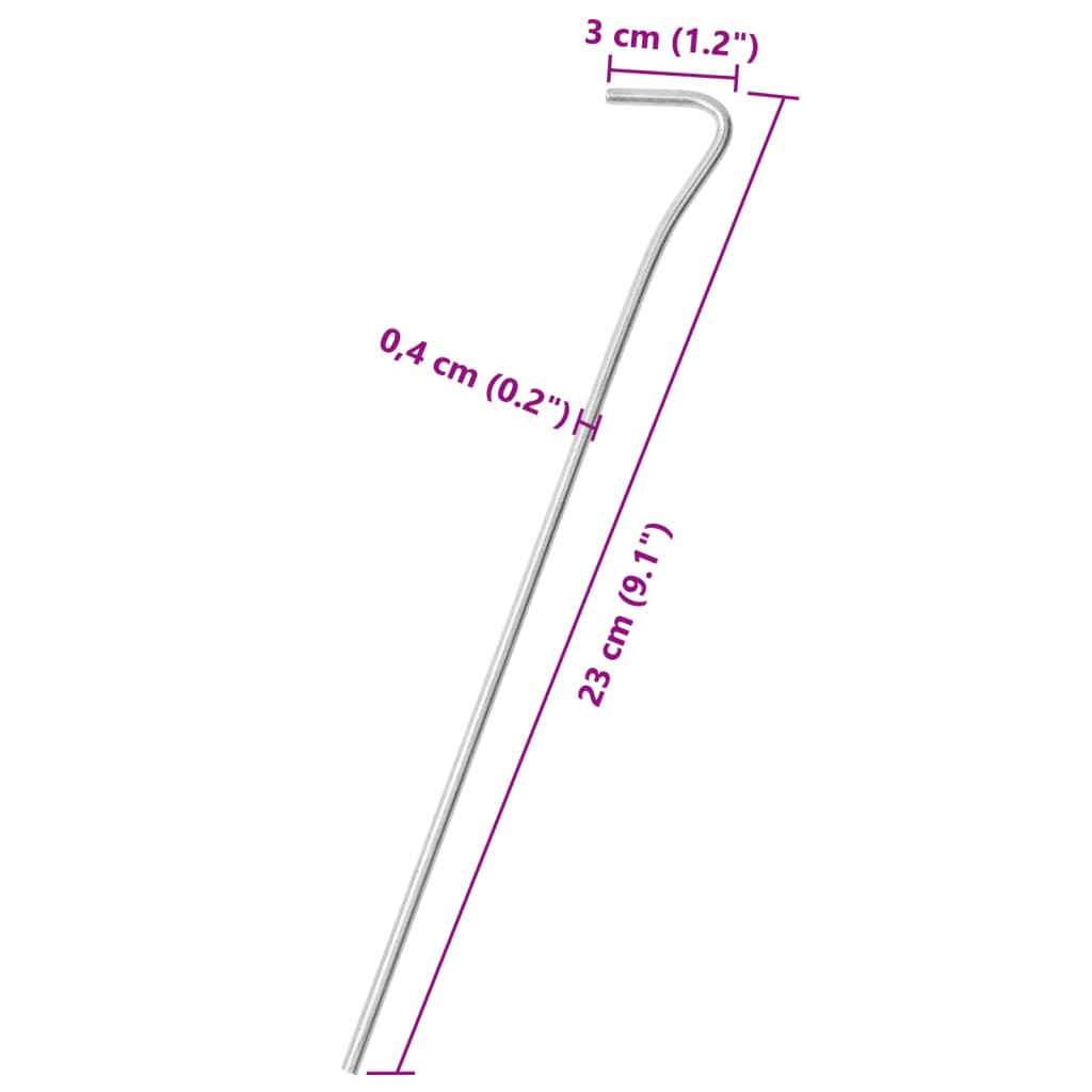 Zeltheringe 25 Stk. 23 cm Ø4 mm Verzinkter Stahl - Pazzar.ch