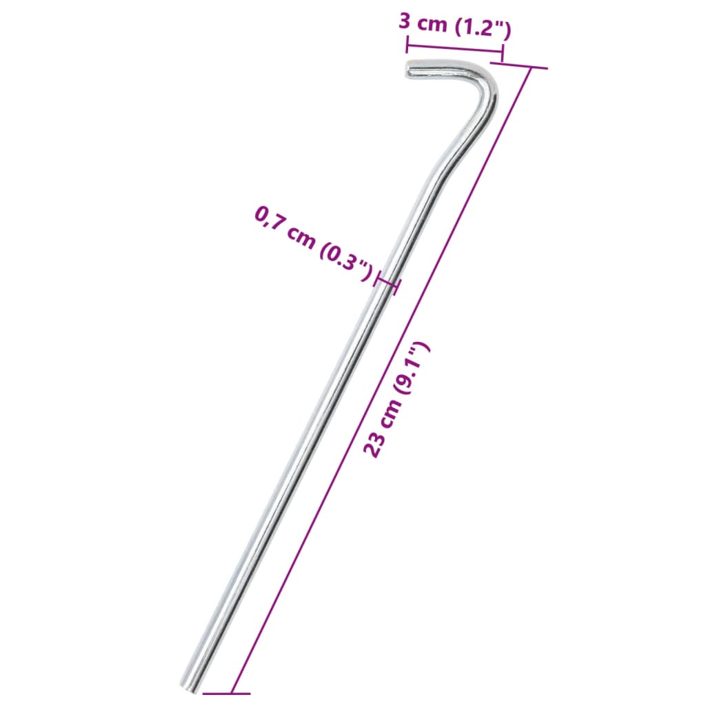 Zeltheringe 50 Stk. 23 cm Ø7 mm Verzinkter Stahl - Pazzar.ch