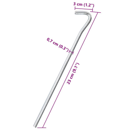 Zeltheringe 50 Stk. 23 cm Ø7 mm Verzinkter Stahl - Pazzar.ch