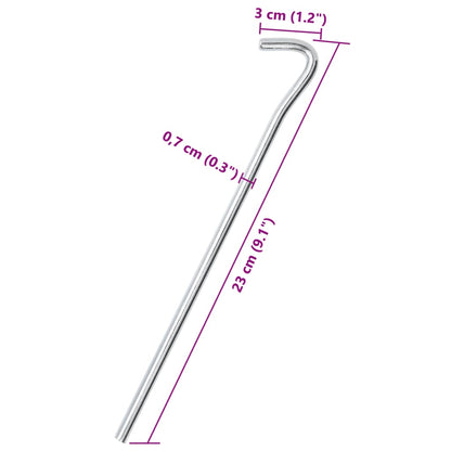 Zeltheringe 25 Stk. 23 cm Ø7 mm Verzinkter Stahl - Pazzar.ch