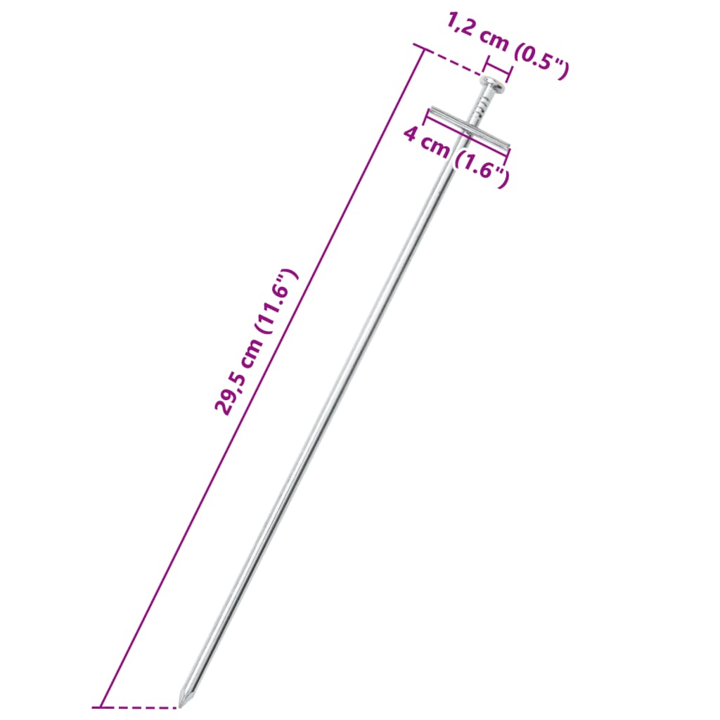 Zeltheringe 24 Stk. 29,5 cm Ø6 mm Verzinkter Stahl - Pazzar.ch