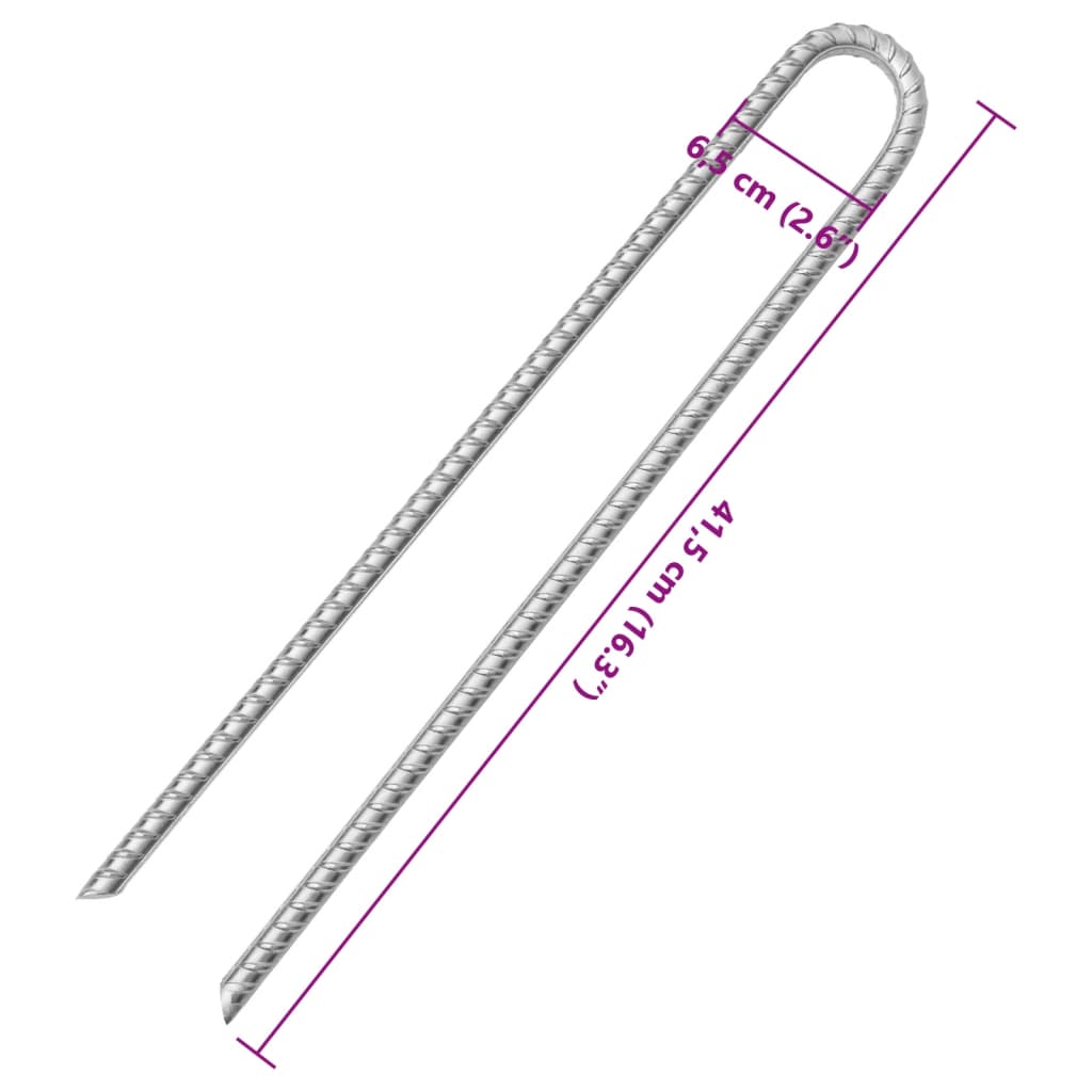 Zeltheringe 6 Stk. U-Form 41,5 cm Ø12 mm Verzinkter Stahl - Pazzar.ch