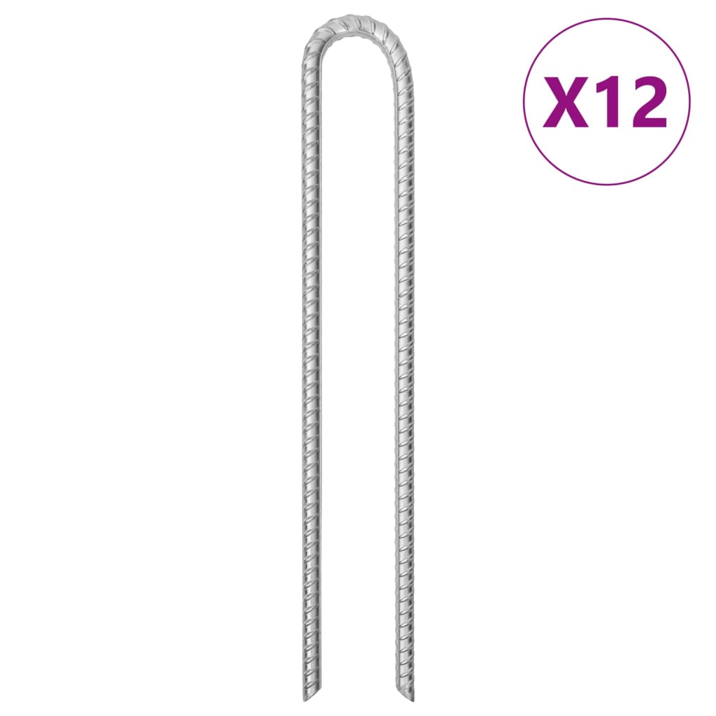 Zeltheringe 12 Stk. U-Form 41,5 cm Ø12 mm Verzinkter Stahl - Pazzar.ch