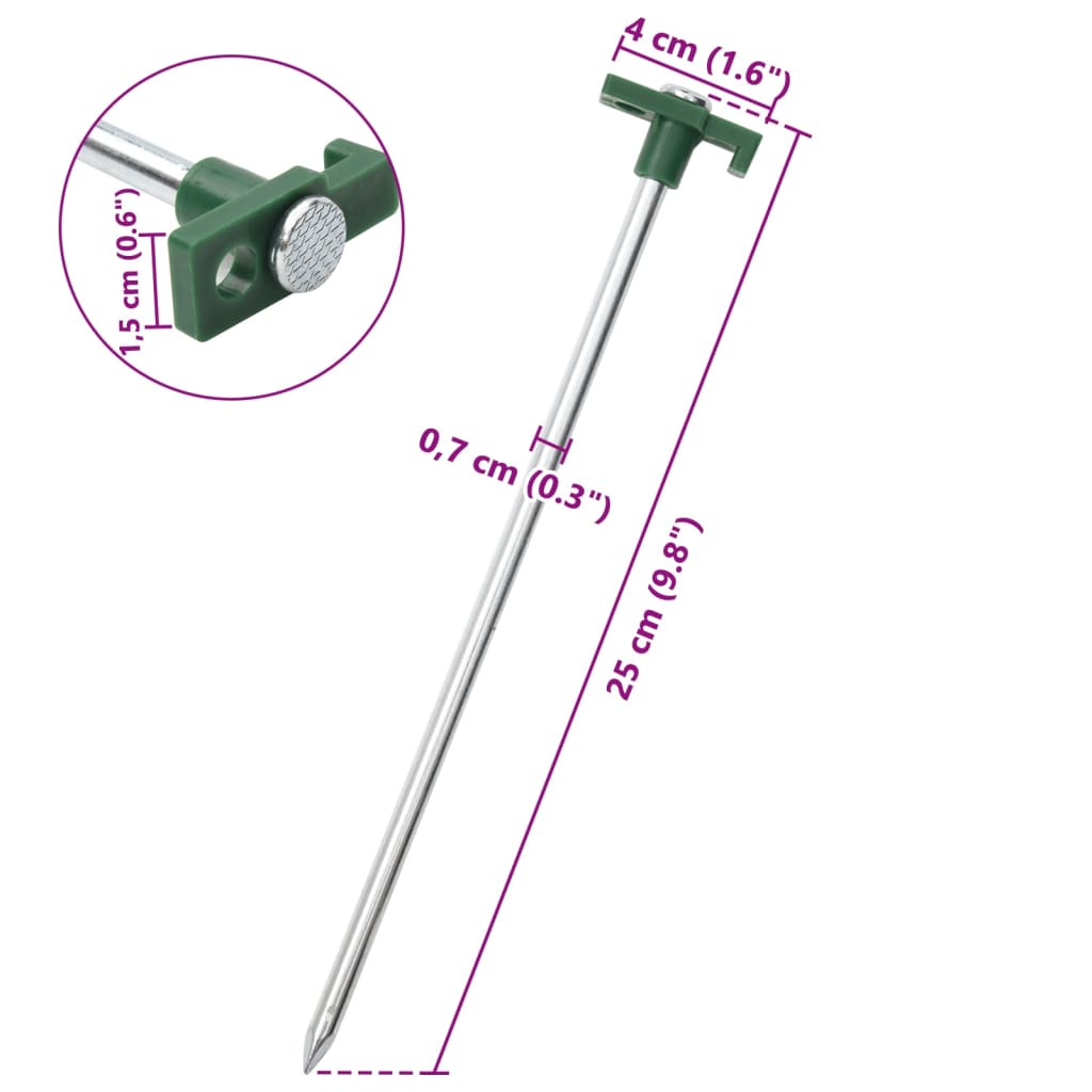 Zeltheringe 24 Stk. 25 cm 7 mm Verzinkter Stahl und PP - Pazzar.ch