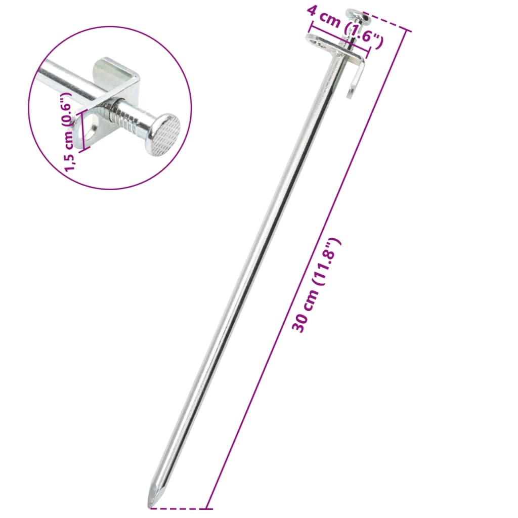 Zeltheringe 24 Stk. 30 cm 8 mm Verzinkter Stahl - Pazzar.ch