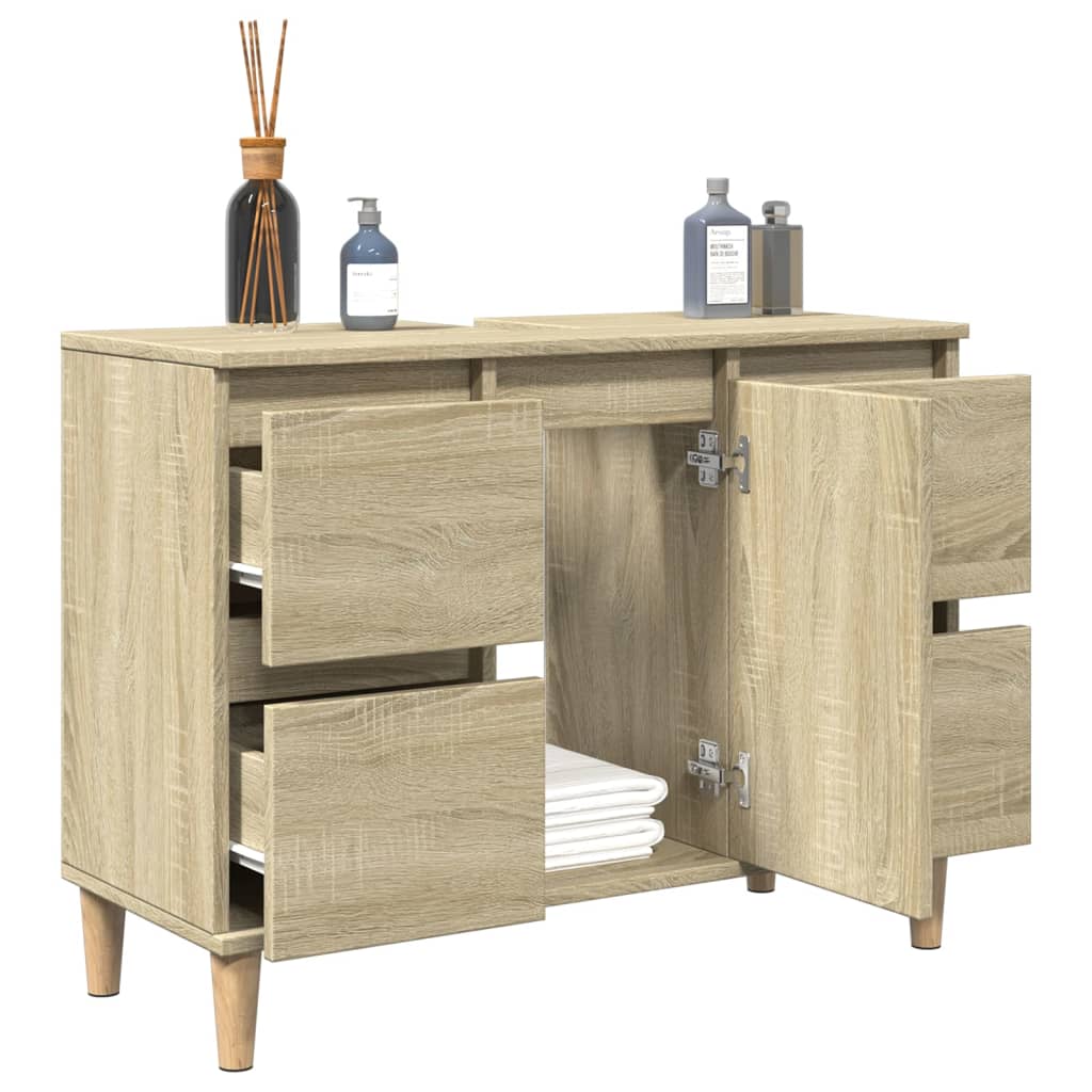 Waschbeckenunterschrank Sonoma-Eiche 80x33x60 cm Holzwerkstoff - Pazzar.ch