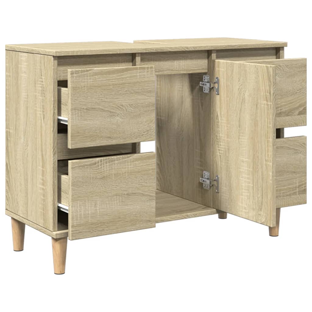 Waschbeckenunterschrank Sonoma-Eiche 80x33x60 cm Holzwerkstoff - Pazzar.ch