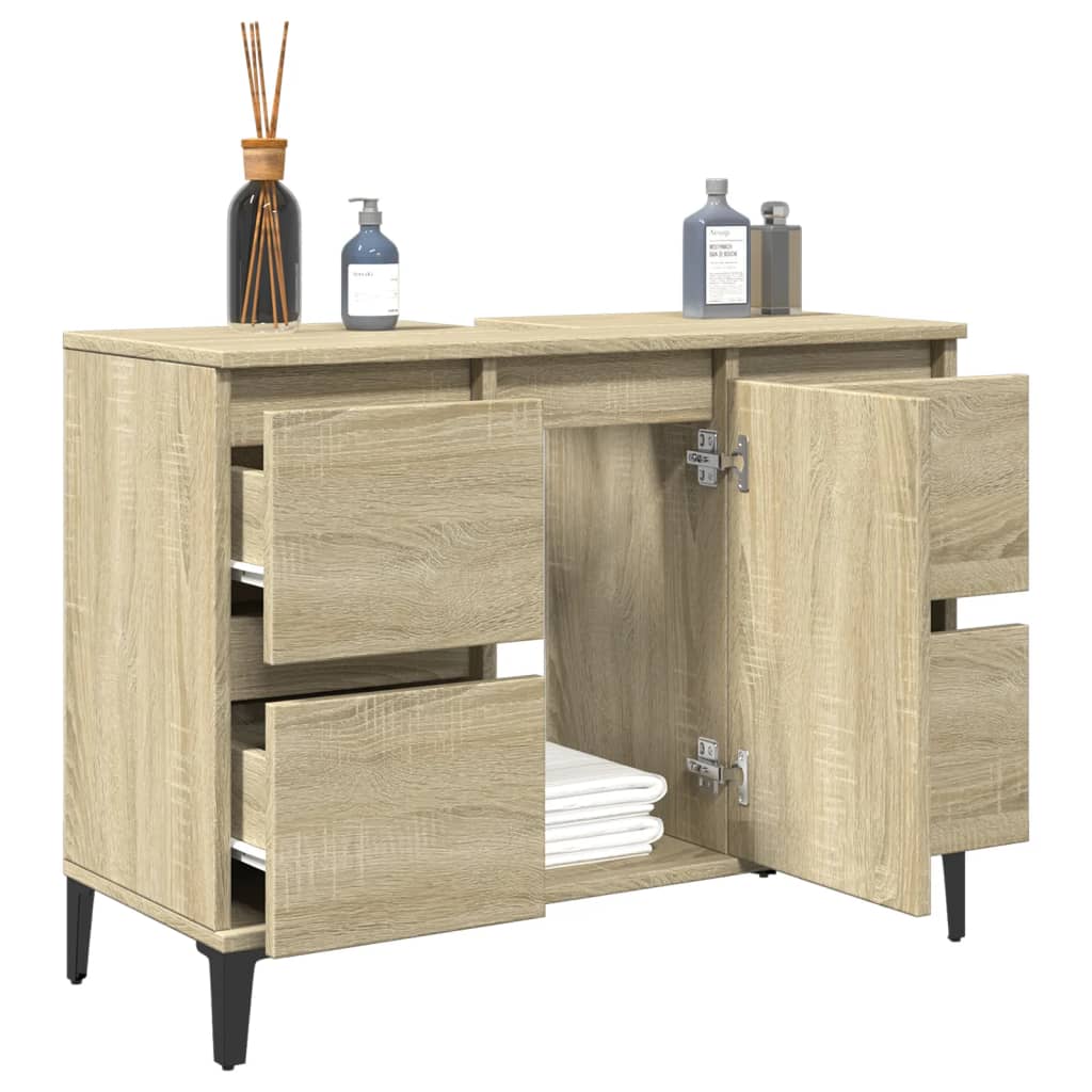 Waschbeckenunterschrank Sonoma-Eiche 80x33x60 cm Holzwerkstoff