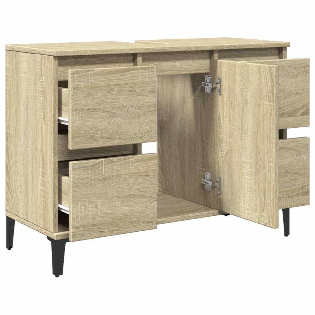 Waschbeckenunterschrank Sonoma-Eiche 80x33x60 cm Holzwerkstoff - Pazzar.ch