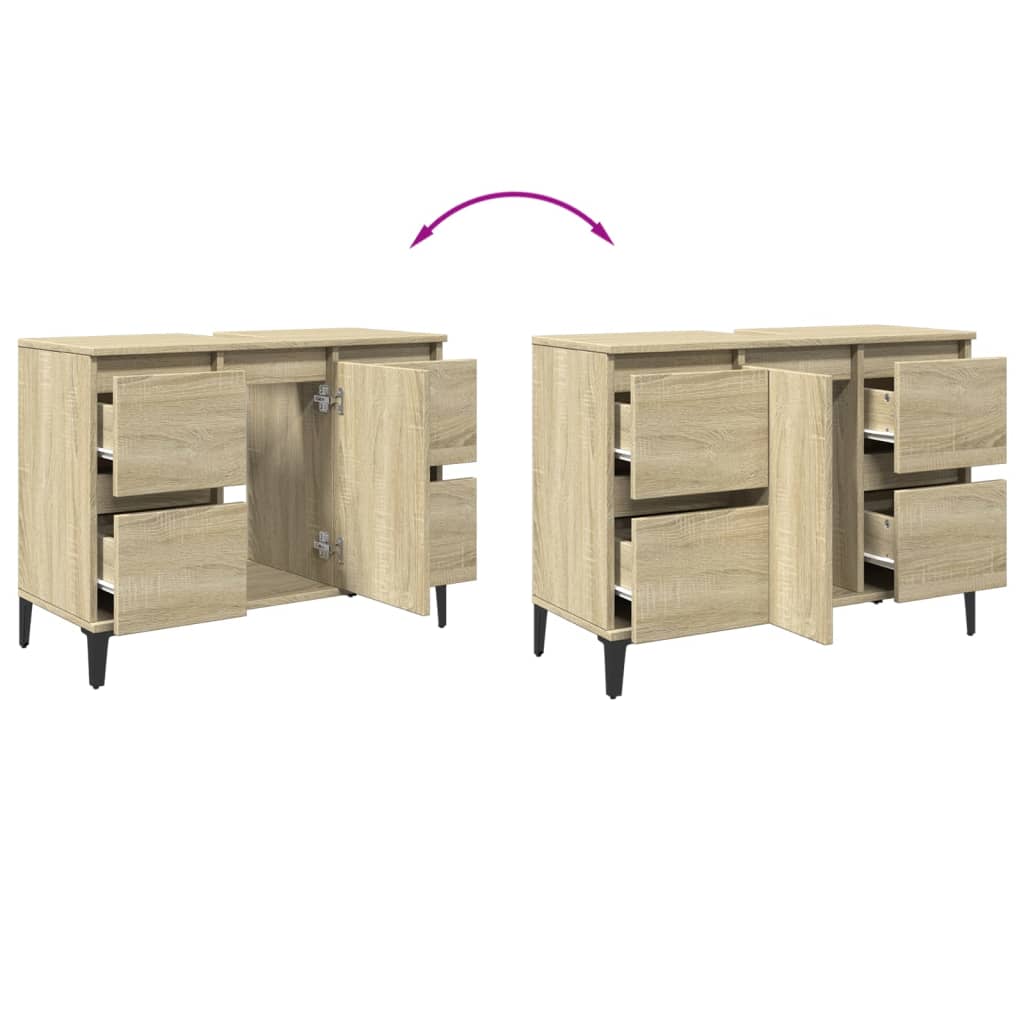 Waschbeckenunterschrank Sonoma-Eiche 80x33x60 cm Holzwerkstoff - Pazzar.ch