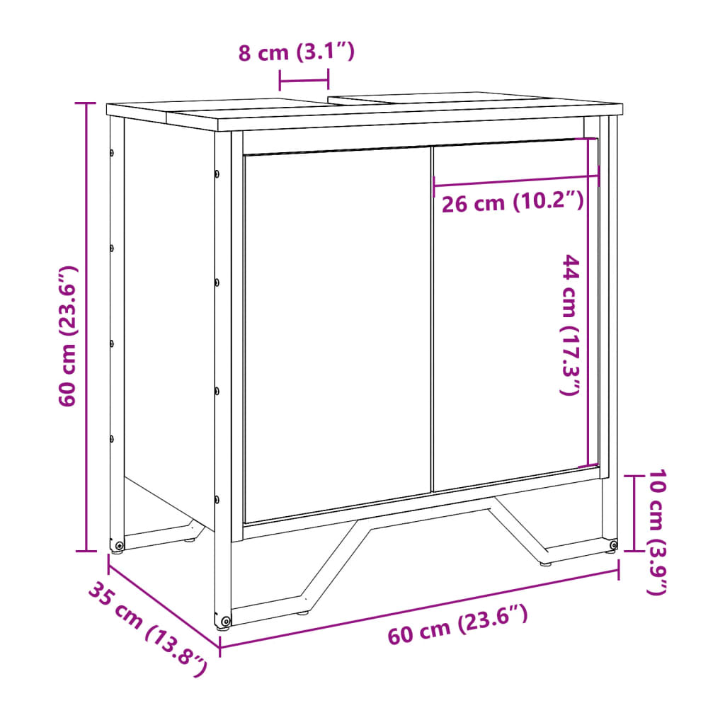 Waschbeckenunterschrank Sonoma-Eiche 60x35x60 cm Holzwerkstoff - Pazzar.ch