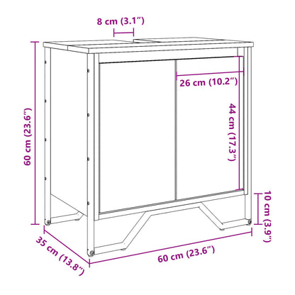 Waschbeckenunterschrank Sonoma-Eiche 60x35x60 cm Holzwerkstoff - Pazzar.ch