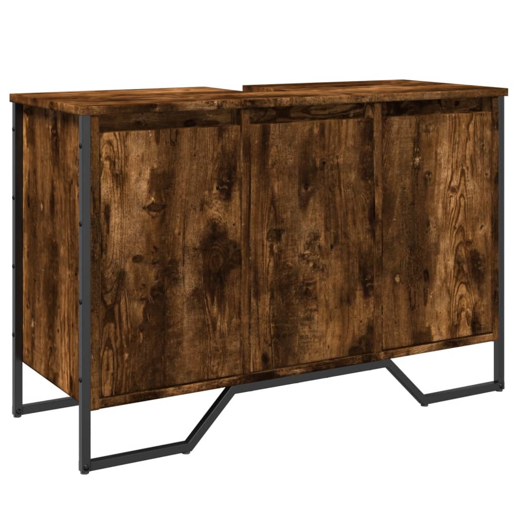 Waschbeckenunterschrank Räuchereiche 91x35x60 cm Holzwerkstoff - Pazzar.ch