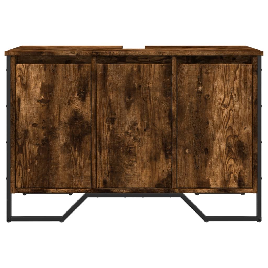 Waschbeckenunterschrank Räuchereiche 91x35x60 cm Holzwerkstoff - Pazzar.ch