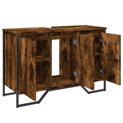 Waschbeckenunterschrank Räuchereiche 91x35x60 cm Holzwerkstoff - Pazzar.ch