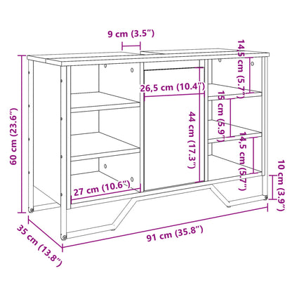 Waschbeckenunterschrank Schwarz 91x35x60 cm Holzwerkstoff - Pazzar.ch