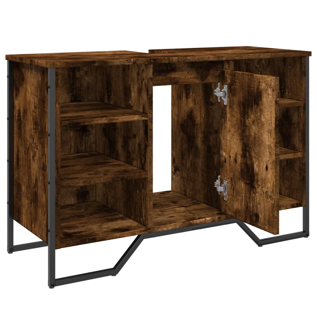 Waschbeckenunterschrank Räuchereiche 91x35x60 cm Holzwerkstoff - Pazzar.ch