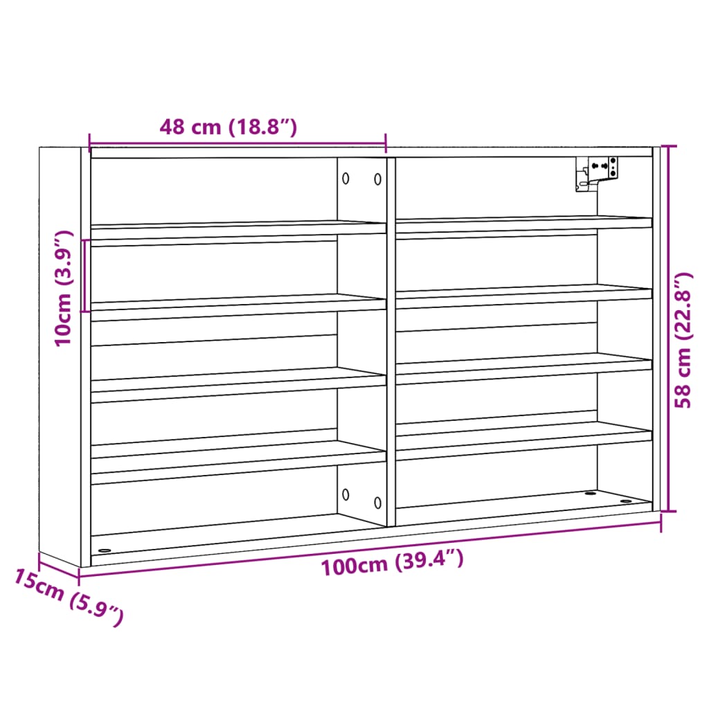 Vitrinenschrank Braun Eichen-Optik 100x15x58 cm Holzwerkstoff - Pazzar.ch