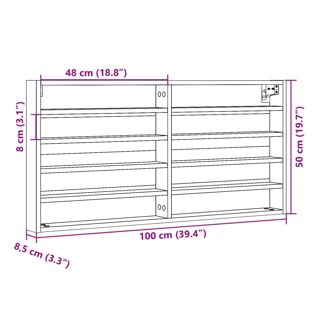 Vitrinenschrank Betongrau 100x8,5x50 cm Holzwerkstoff - Pazzar.ch