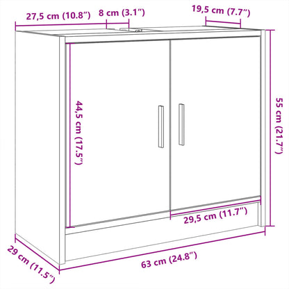 Waschbeckenunterschrank Schwarz 63x29x55 cm Holzwerkstoff - Pazzar.ch