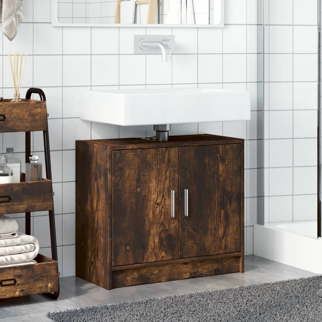 Waschbeckenschrank Räuchereiche 63x29x55 cm Holzwerkstoff - Pazzar.ch