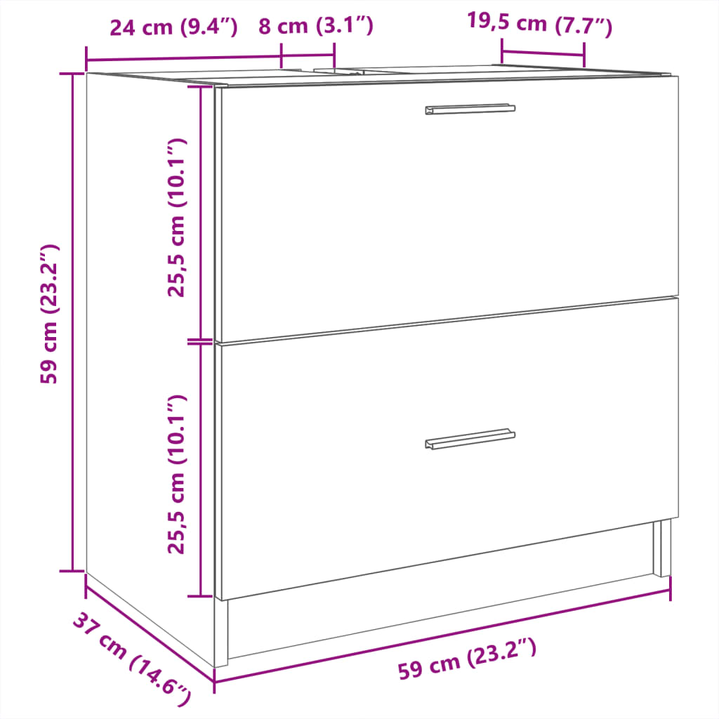 Waschbeckenunterschrank Schwarz 59x37x59 cm Holzwerkstoff - Pazzar.ch