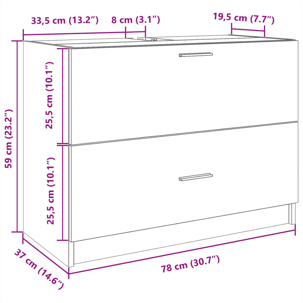 Waschbeckenunterschrank Weiß 78x37x59 cm Holzwerkstoff - Pazzar.ch