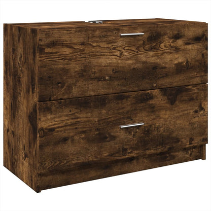 Waschbeckenunterschrank Räuchereiche 78x37x59 cm Holzwerkstoff - Pazzar.ch