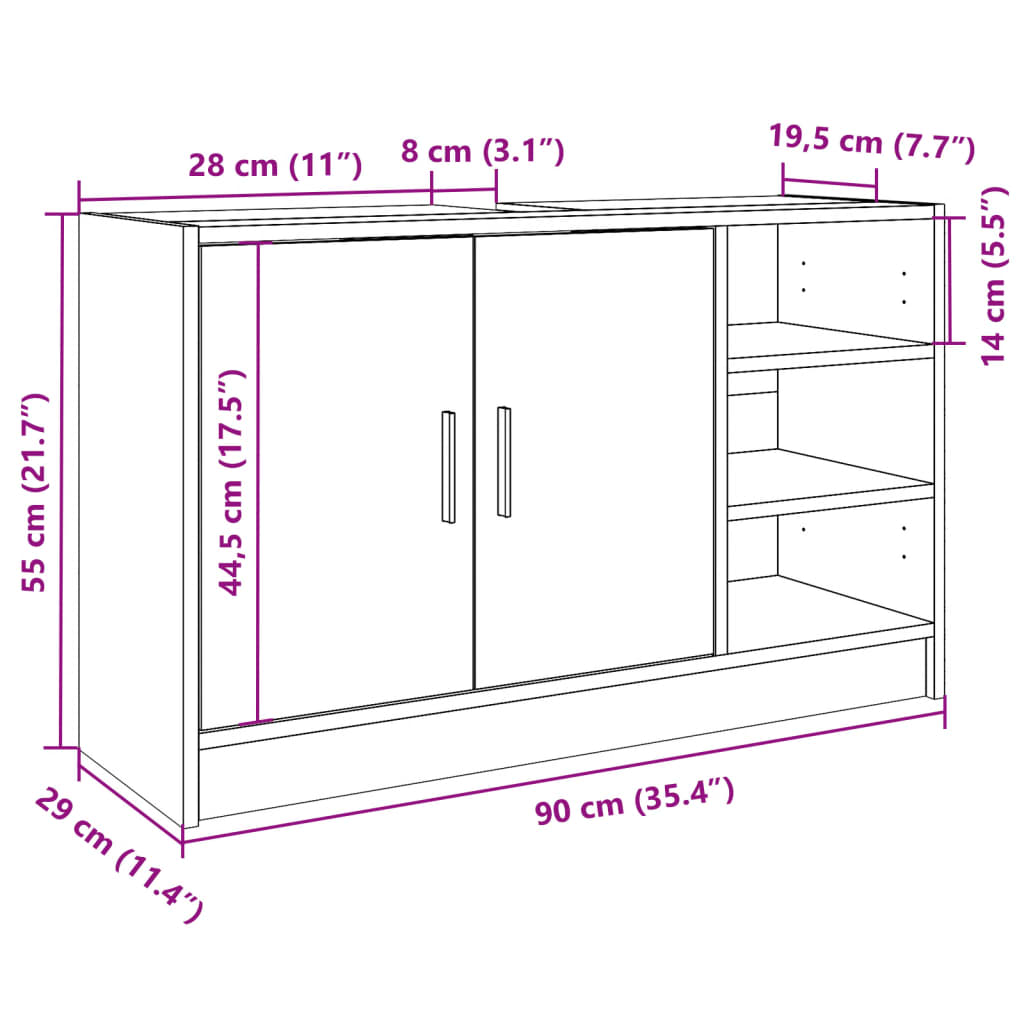 Waschbeckenunterschrank Weiß 90x29x55 cm Holzwerkstoff - Pazzar.ch