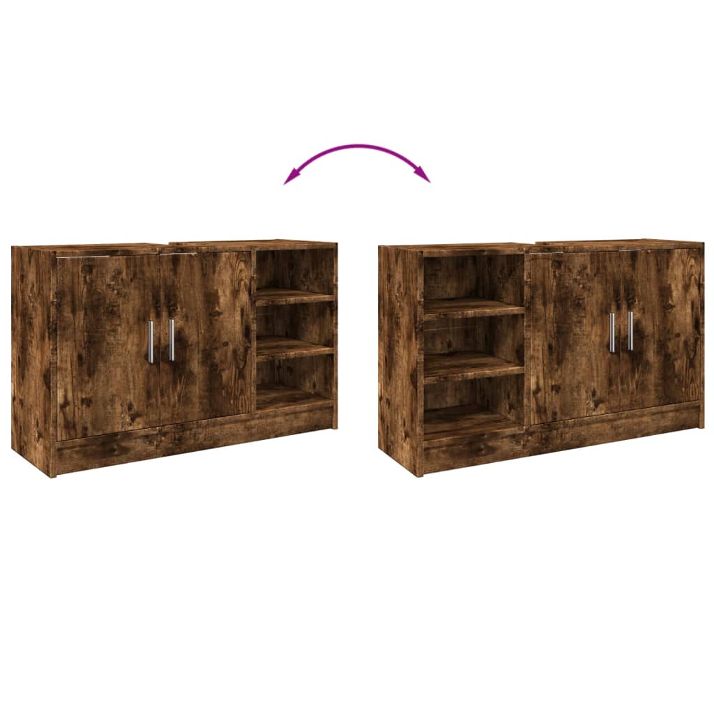 Waschbeckenunterschrank Räuchereiche 90x29x55 cm Holzwerkstoff - Pazzar.ch