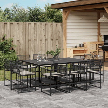 11-tlg. Garten-Essgruppe mit Kissen Schwarz Poly Rattan - Pazzar.ch