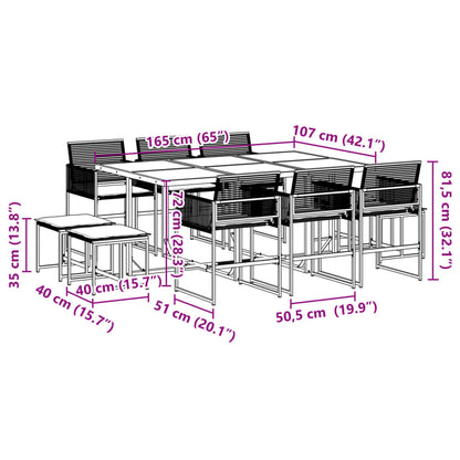 11-tlg. Garten-Essgruppe mit Kissen Schwarz Poly Rattan - Pazzar.ch