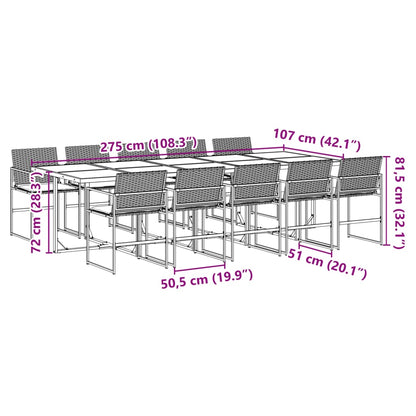 11-tlg. Garten-Essgruppe mit Kissen Schwarz Poly Rattan - Pazzar.ch