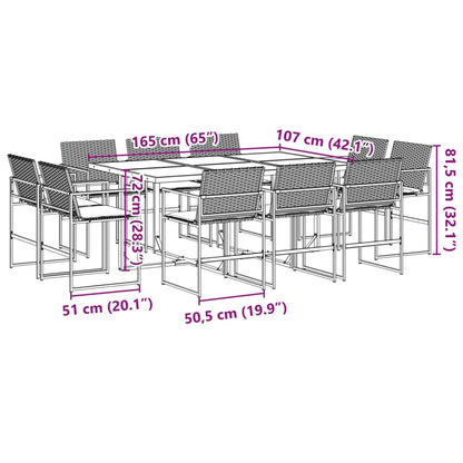 11-tlg. Garten-Essgruppe mit Kissen Schwarz Poly Rattan - Pazzar.ch