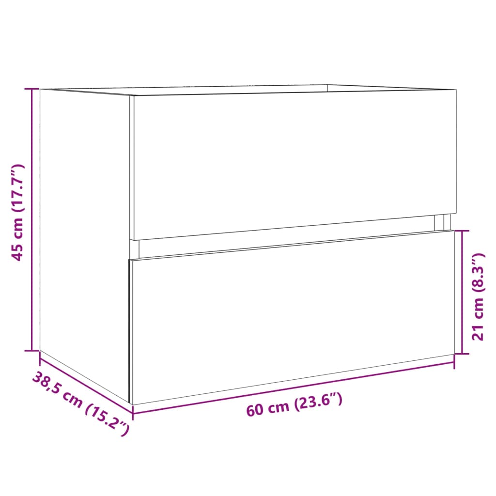 Waschbeckenunterschrank Sonoma-Eiche 60x38,5x45cm Holzwerkstoff - Pazzar.ch