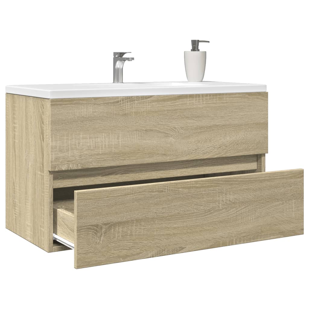 Waschbeckenunterschrank Sonoma-Eiche 80x38,5x45cm Holzwerkstoff - Pazzar.ch