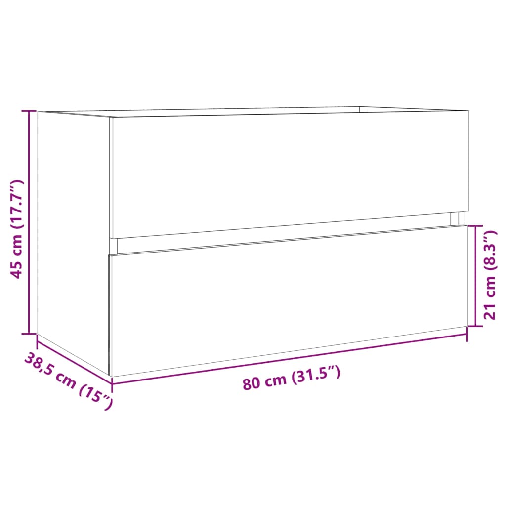 Waschbeckenunterschrank Sonoma-Eiche 80x38,5x45cm Holzwerkstoff - Pazzar.ch